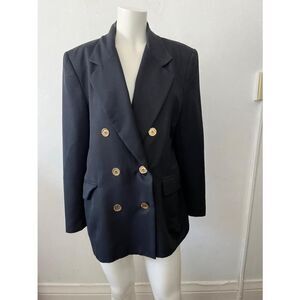 Vtg Ann Taylor double breasted Blazer 10 blue academic professor Ivy League USA